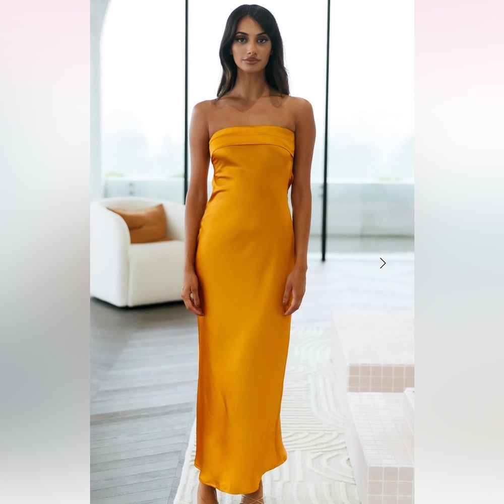 Hello Molly Strapless Maxi Dress – Golden Orange – Size L (US 8) – NWT